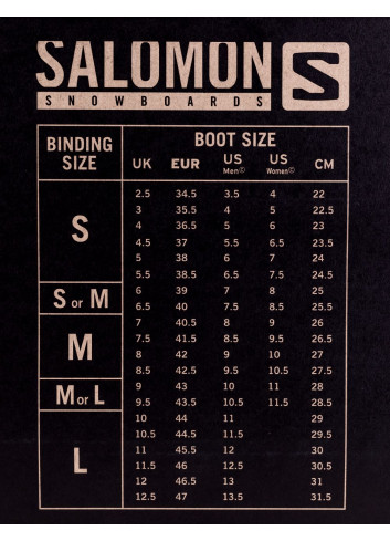 Tabela wiązań Salomon Snowboards