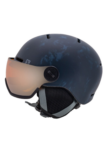 Kask narciarski dziecięcy SALOMON GROM VISOR blue z WBUDOWANA SZYBĄ - KAT. S2