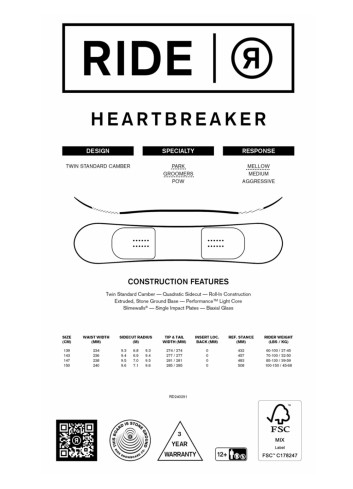 Deska snowboardowa Ride Heartbreaker